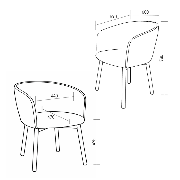 NOX-eetkamerstoel-furnifiedTechnischetekening