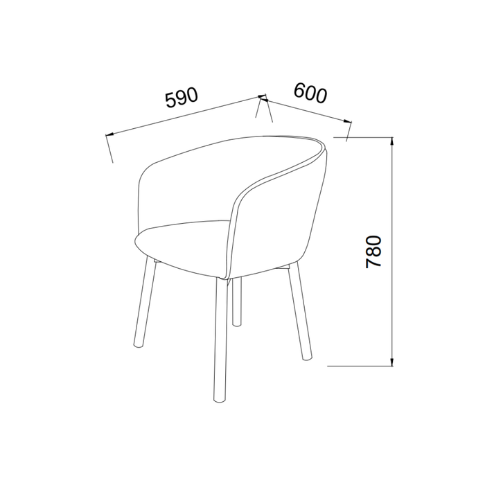 Silla de comedor Nox - color nogal oscuro - tejido Sandstone moteado