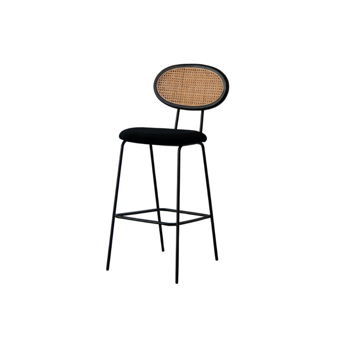 Retro Bar stool - Dublin - Black/Natural Rattan