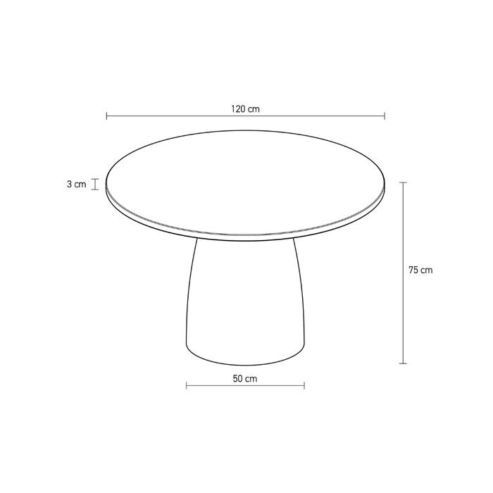 Ronde eettafel voor buiten - Uzé - D120 H75 - Latte - Polycomposiet