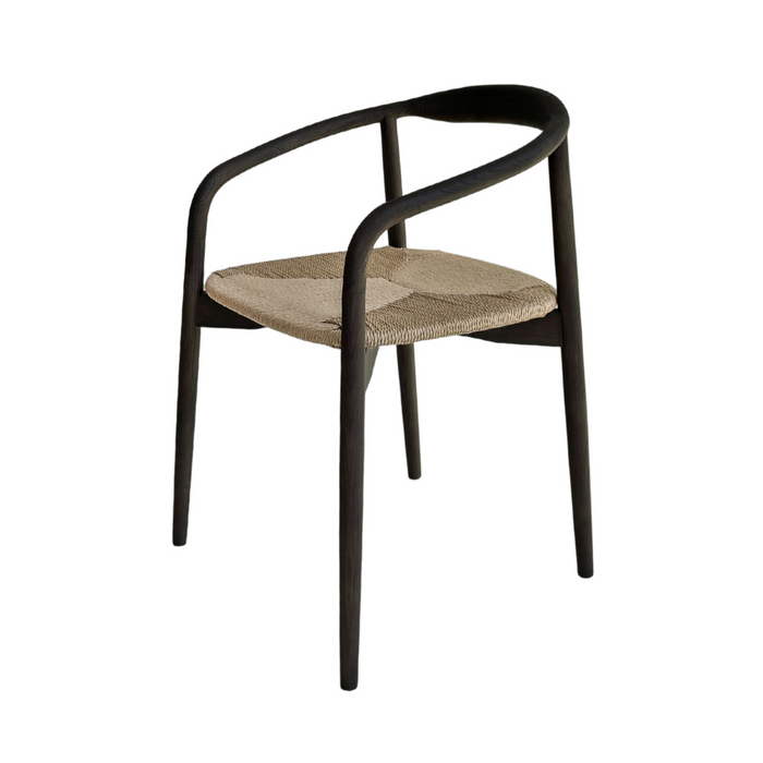 Ely dining room chair - Rectangular fabric seat - Smoke Wood - Woven seat