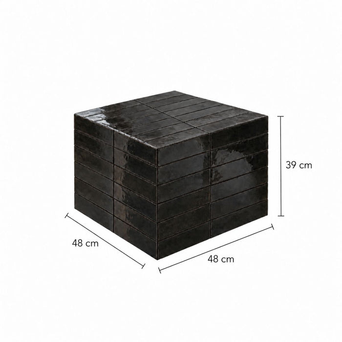Coffee table Vence Black tiles - High - 39 cm
