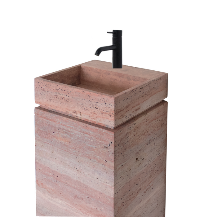 Quimper Handwaschgerät aus Travertin – Roter Sandstein
