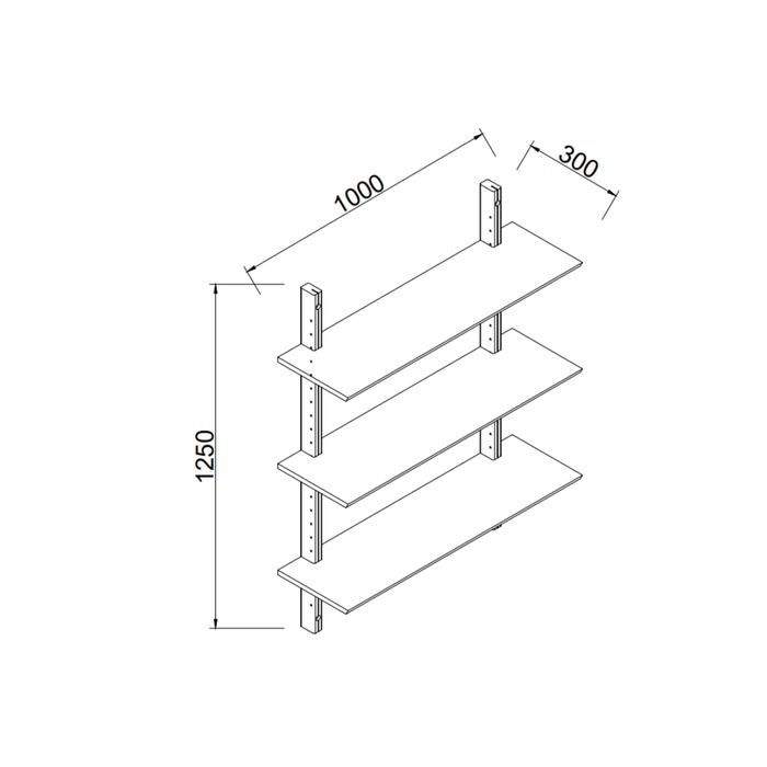 Wandregal Vari – B100 T30 H125 – Kaffeebohnenfarbe