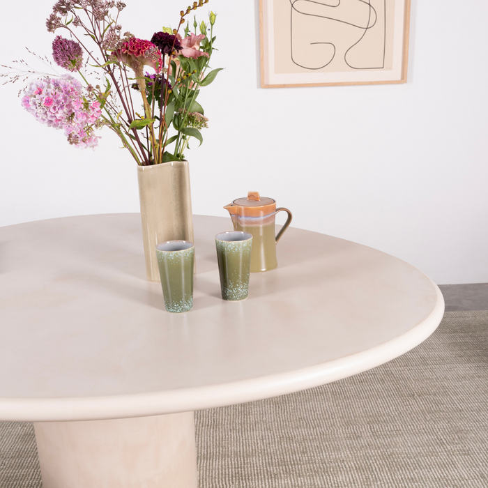 Reef low dining dining table - Cloudy Latte - MicroSkin - Round edge