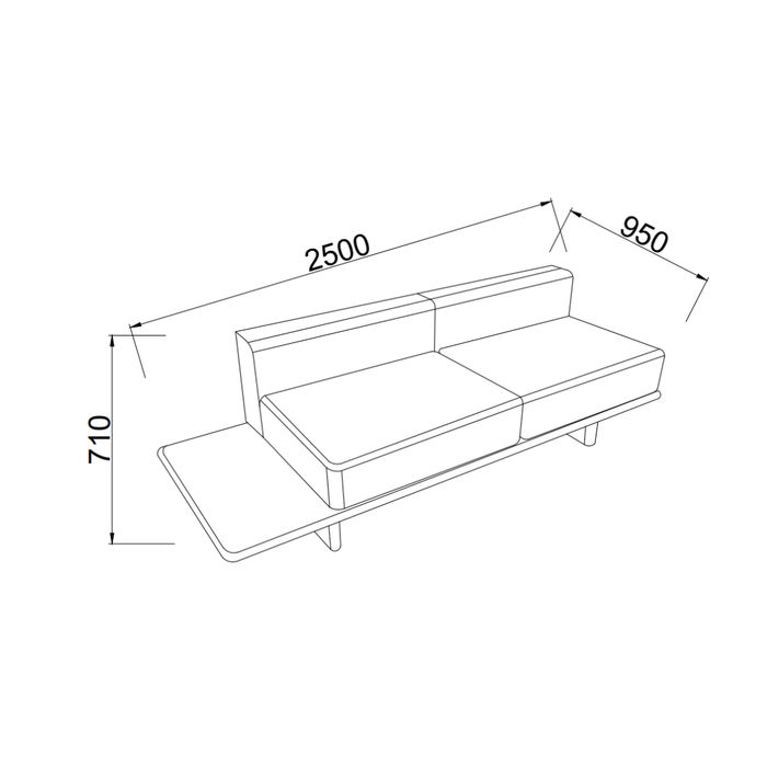 Zitbank Daro - 250 cm - Koffieboon kleur - Stoffenzitting spotted sandstone waeve