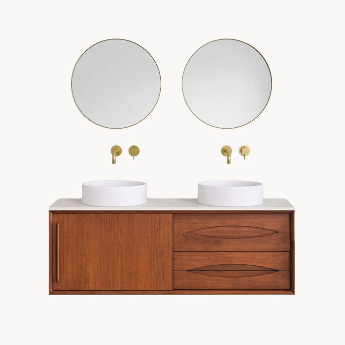 Bathroom set Bill Teak - 150 cm - Sims washbasins with acrylic countertop