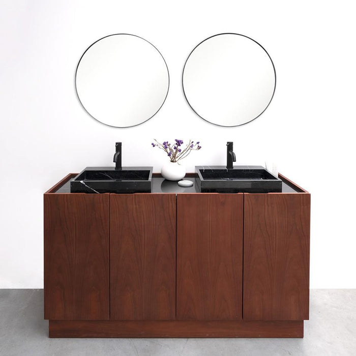 Bathroom Furniture - Black Marble - George - Walnut - (150 cm) - FELIX