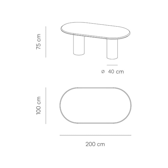 Ovaler Esstisch mit runden Tischbeinen – Kimberly – Microskin