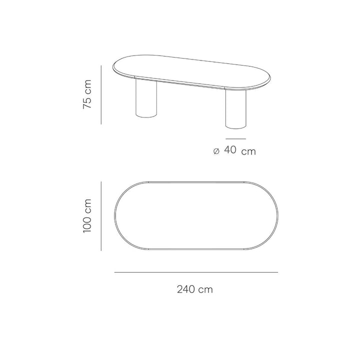 Ovaler Esstisch mit runden Tischbeinen – Kimberly – Microskin
