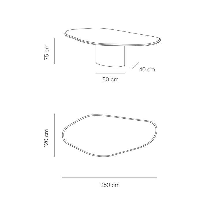 technische tekening van de strasbourg tafel in 250 cm.ALT