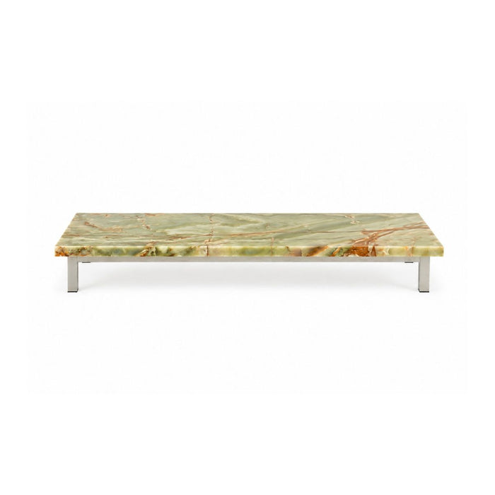 Couchtisch Marais B168 T71 H20 - Gebürstete Beine - Grüner Onyx - Gerade Kante