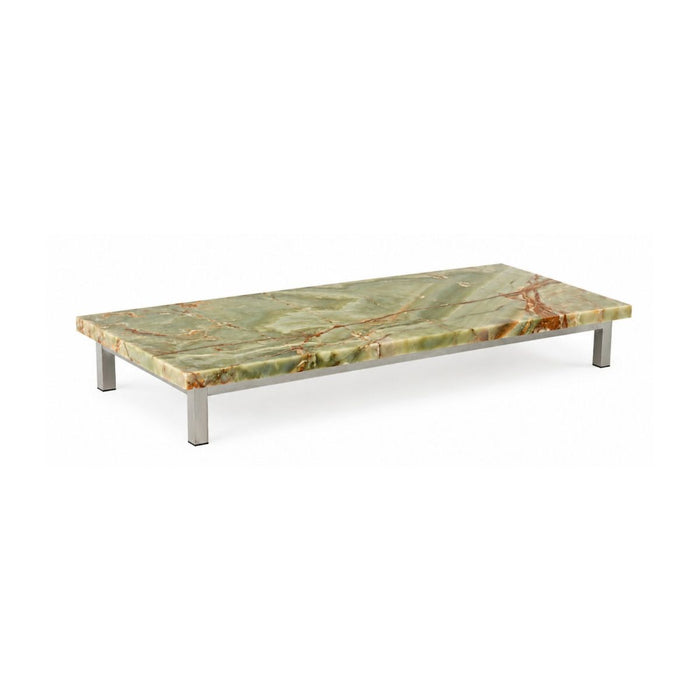 Couchtisch Marais B168 T71 H20 - Gebürstete Beine - Grüner Onyx - Gerade Kante