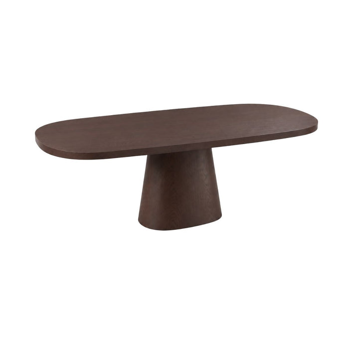 Mesa de comedor ovalada Honfleur B200 D98 H75 - Nogal oscuro - Borde recto