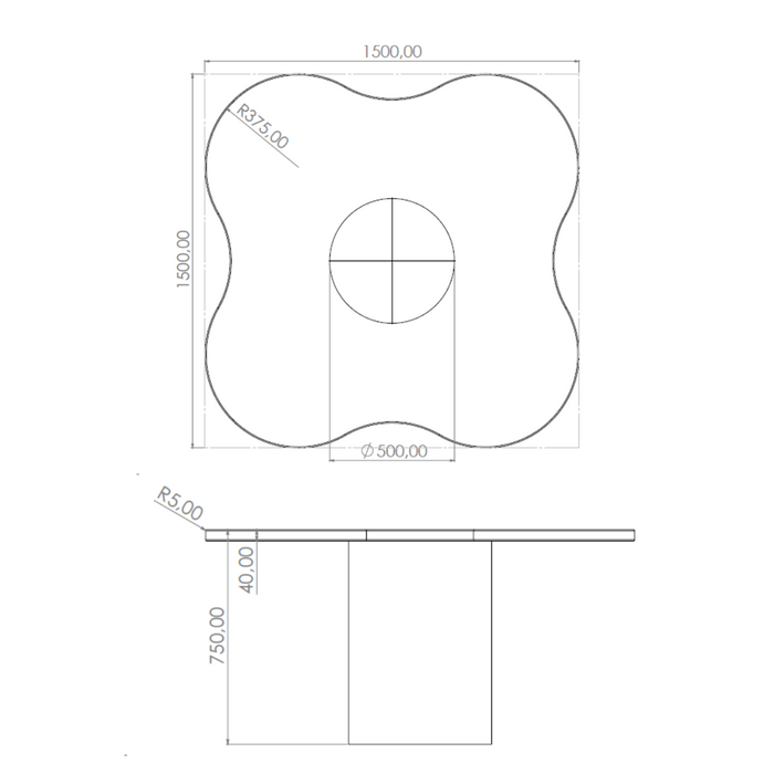 Saumur square dining table - Raw Sienna - MicroSkin - Straight edge