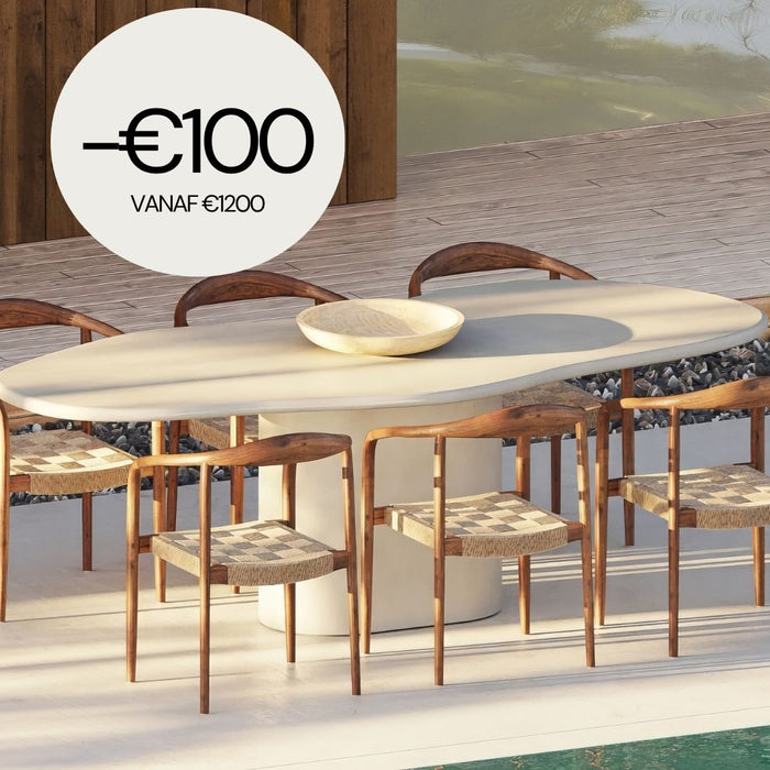 Garden Table Beige Limoges - 230 cm - Latte - Concrete Cement - Textured Finish