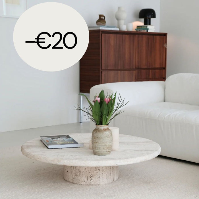 Table basse - Redon - Travertin - 80 cm - Travertin semi-rempli