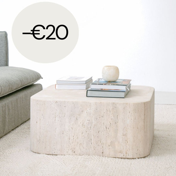 Travertine coffee table Alba - Square - 80 cm - Round edge