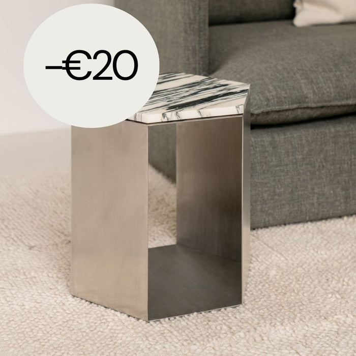Marble Coffee Table Stainless Steel – Hexagon - an elegant combination of marble and steel