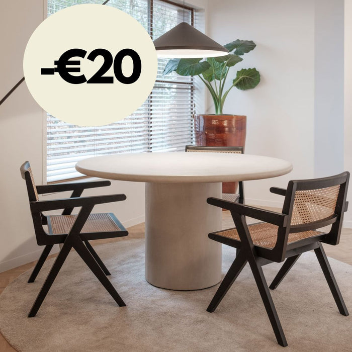 Round dining table - Obi - Concrete look - StoneSkin - 140 cm