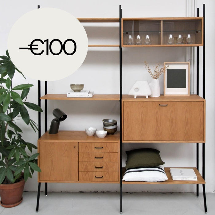 Estantería escandinava - Roble - L186 × Al230cm