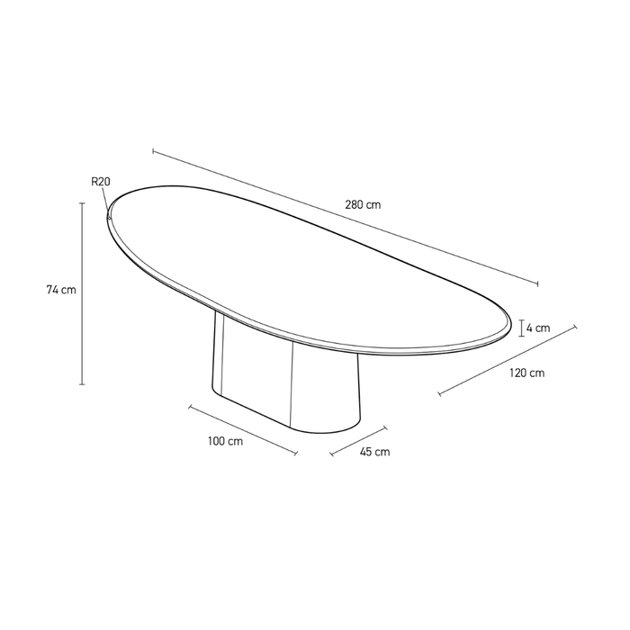 Organische eettafel voor buiten -  Avira - 280 cm - Latte - Polycomposiet