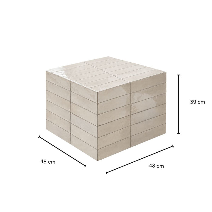 Salontafel Vence - Licht beige tegels - Hoog - 39 cm