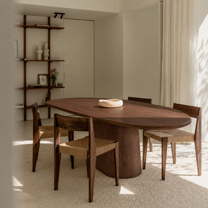 Table à manger organique en bois - Anvers - 240 cm - Noyer foncé - Frêne