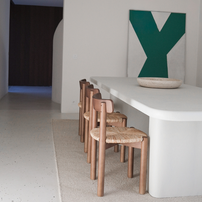 Arlo dining chair - Walnut - Woven seat in natural color