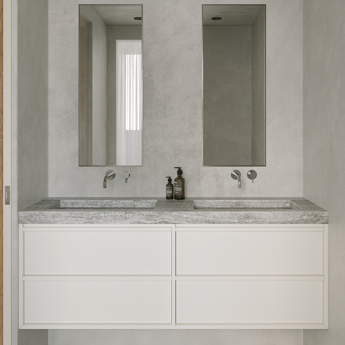 Meuble de salle de bain Fien - Blanc - 150 cm | Armoire de rangement spacieuse