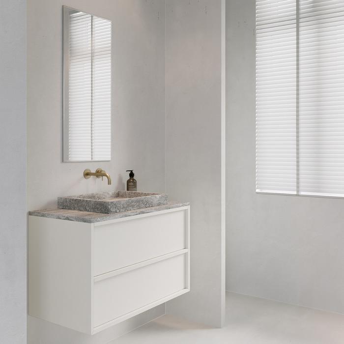 Badkamermeubel met twee lades - Fien - Wit - Lak hout - 80  cm