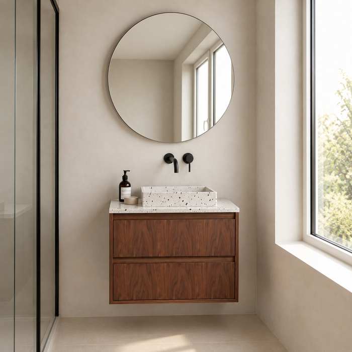 Badkamermeubel Terrazzo Ann - Kast Walnoot - 80cm