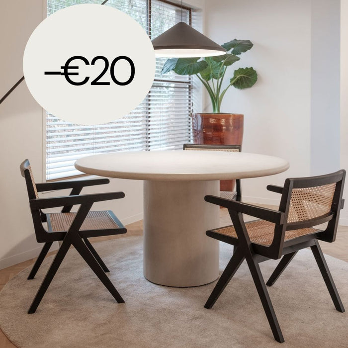 Table à manger ronde - Obi - Aspect béton - StoneSkin - 140 cm