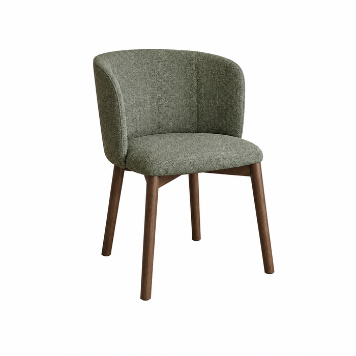 Dining Chair Celia - Dark Walnut Color - Mossy Green