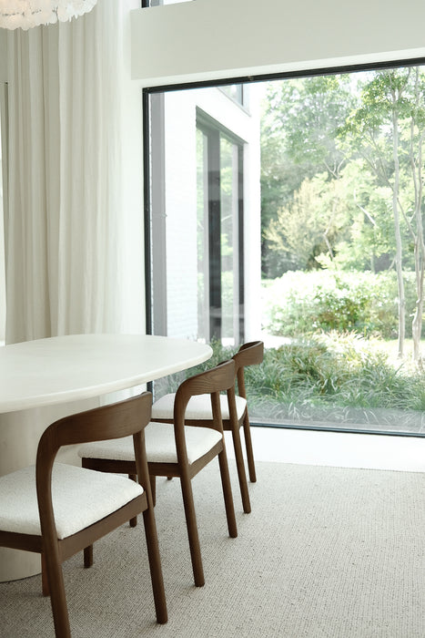 Chaise de salle à manger Chale - H76.5 cm - Noyer foncé - Tissage bouclé ivoire