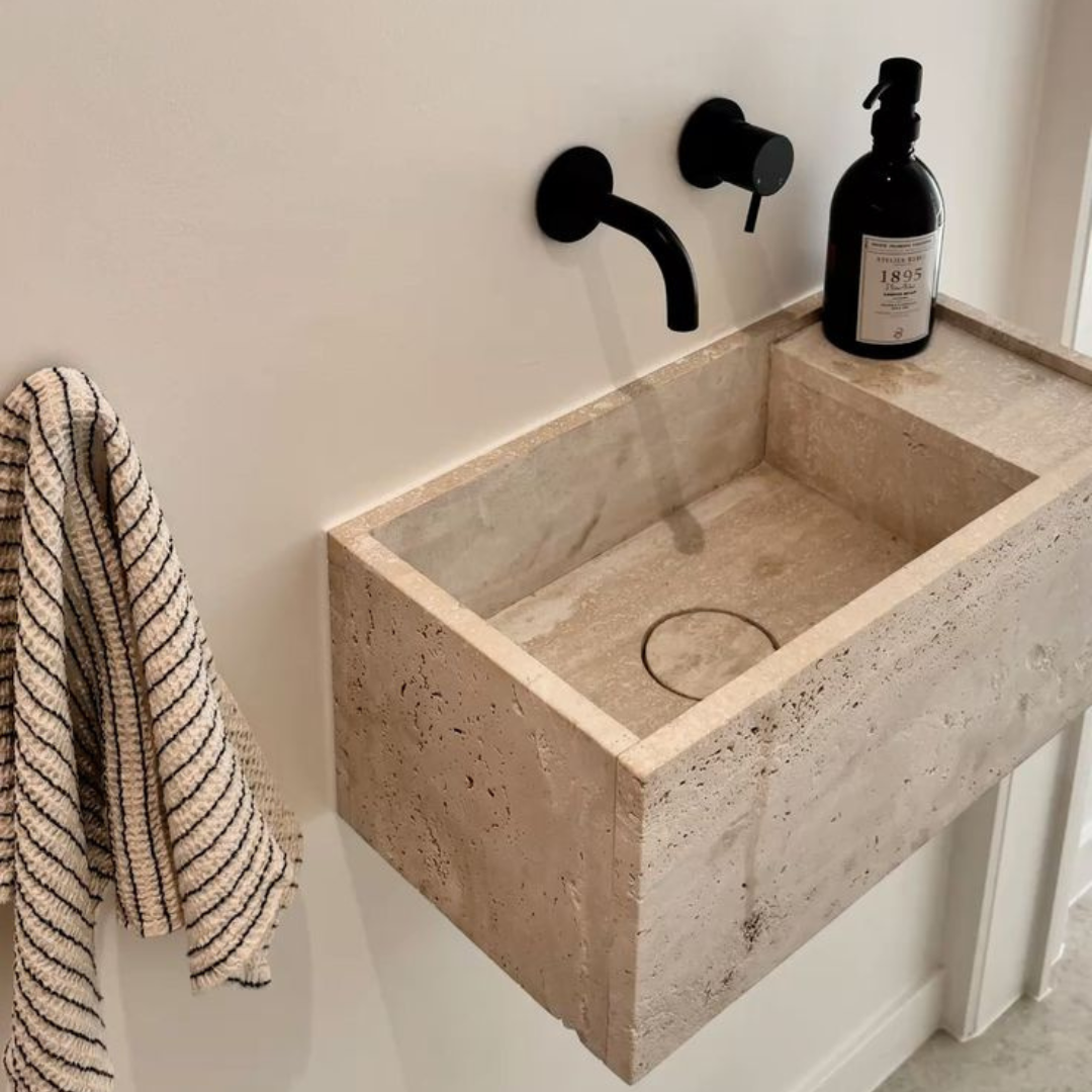 Handenwasser - Chemery - Wit Travertijn - 50 cm — Furnified