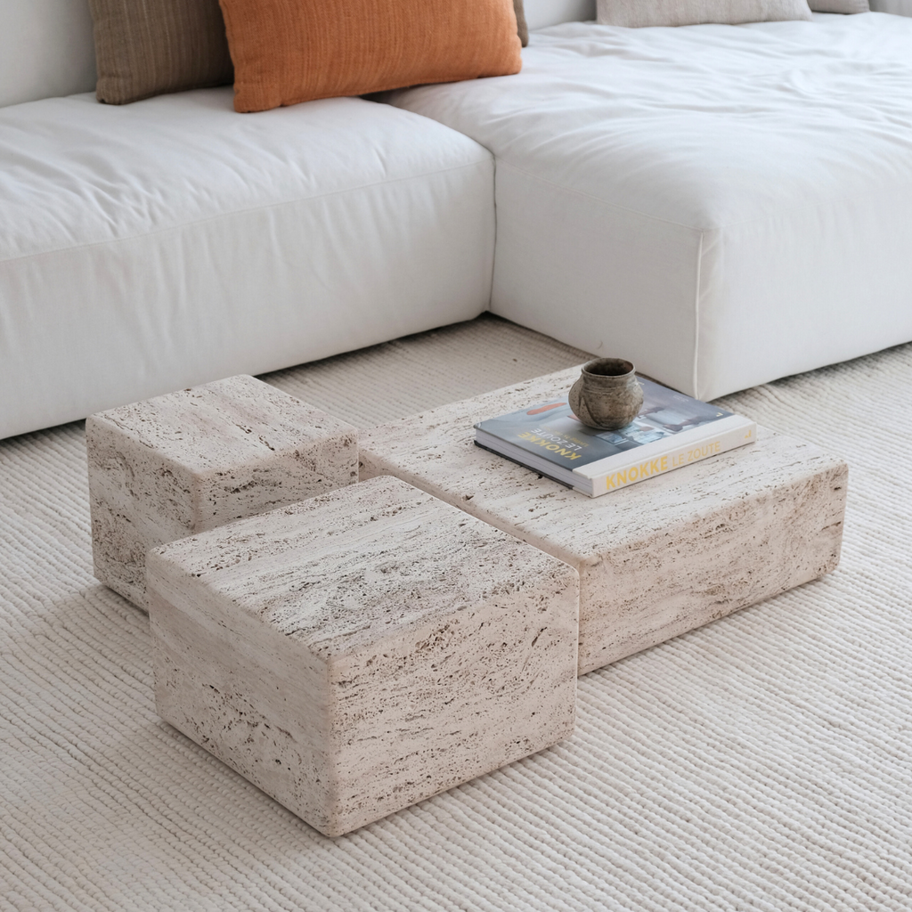Coffee table - Mid - Dijon - Travertine - D39 — Furnified