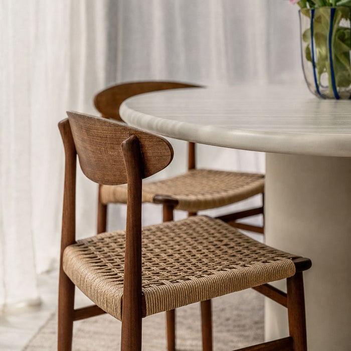 Silla de comedor Tourcoing - Nogal oscuro - Asiento tejido