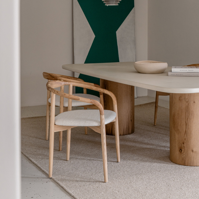 Eetkamerstoel Ely - Rechthoekige stoffen zitting - Eik