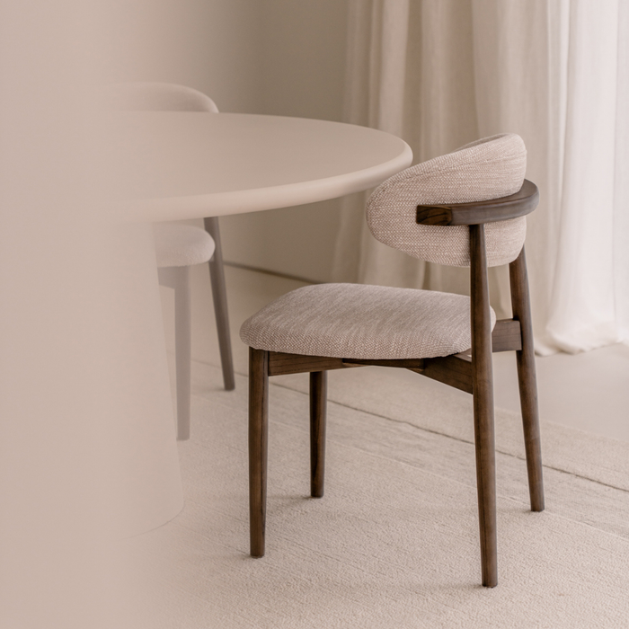 Chaise de salle à manger Eve - Smoke - Assise en tissu - Tissage Sandstone tacheté