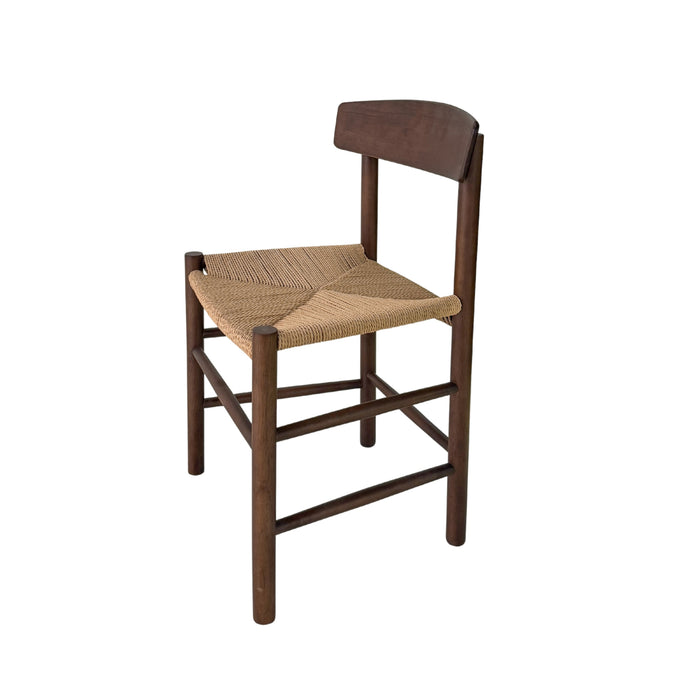 Gien - Silla de comedor - Nogal oscuro - Cuerda tejida latte