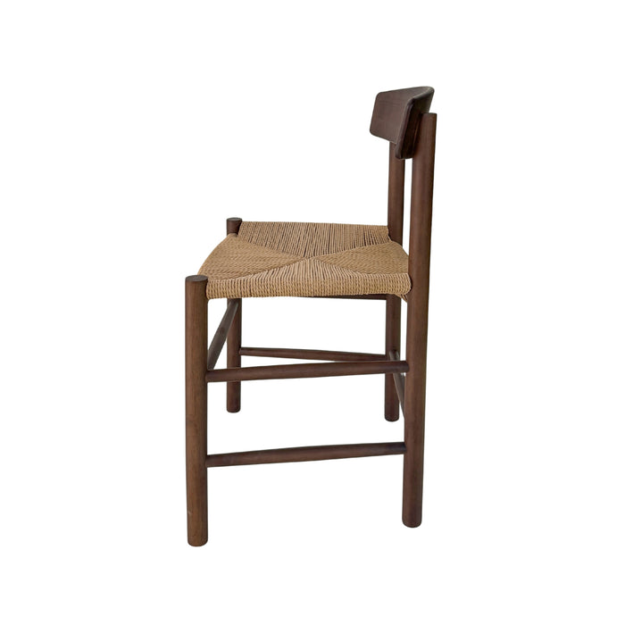 Gien - Silla de comedor - Nogal oscuro - Cuerda tejida latte