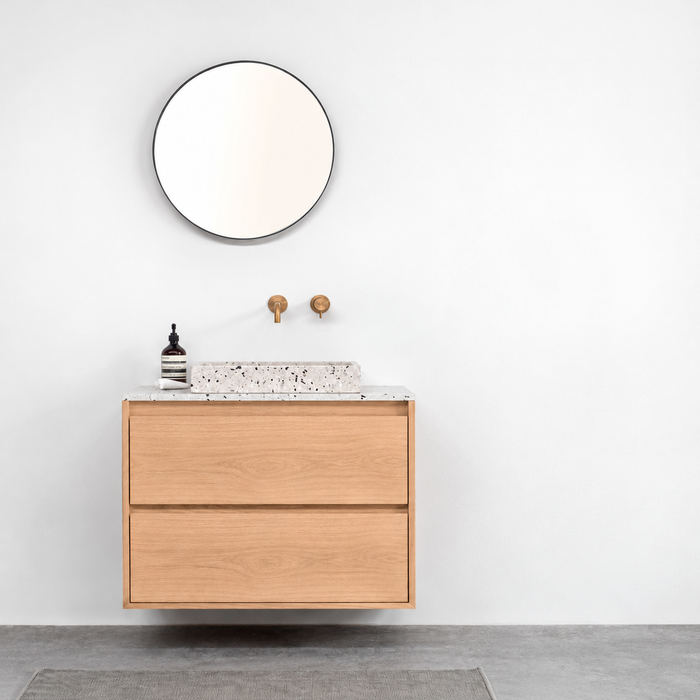 Mueble de baño Ann roble con lavabo de terrazo George 80 cm