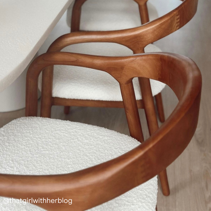 Walnoot Eetkamerstoel - Muret - Bouclé Zitting