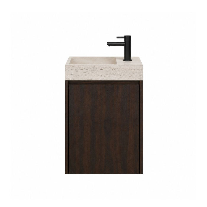 Krabi hand-washing basin with cabinet - Smoke - White Travertine