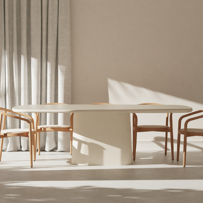 Mesa de comedor rectangular - Pata ovalada - StoneSkin - Lorient - Latte