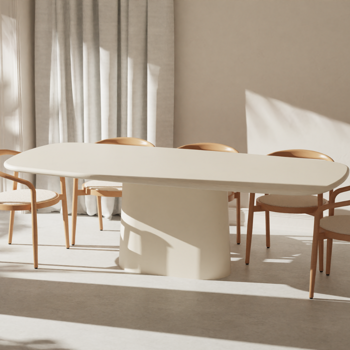 Mesa de comedor rectangular - Pata ovalada - StoneSkin - Lorient - Latte