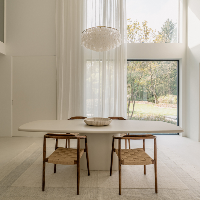 Mesa de comedor rectangular - pata ovalada - Piel de piedra - Lorient - Latte