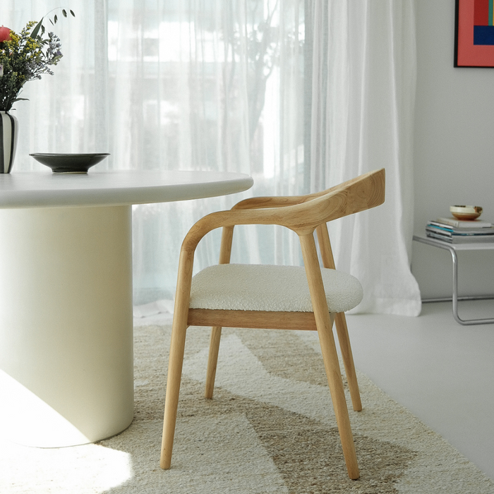 Dining room chair - Muret - Bouclé seat - Oak
