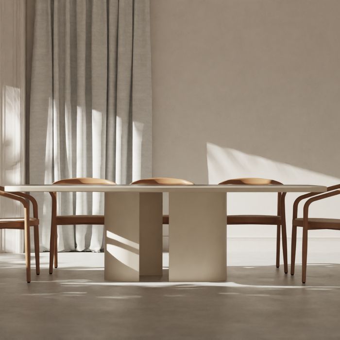 Lange Eettafel Nova – MicroSkin Blad in Latte – Latte IJzeren Onderstel – 240 cm